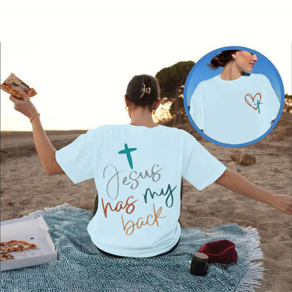 Tuislay Christian Shirts for Women Jesus Has My Back