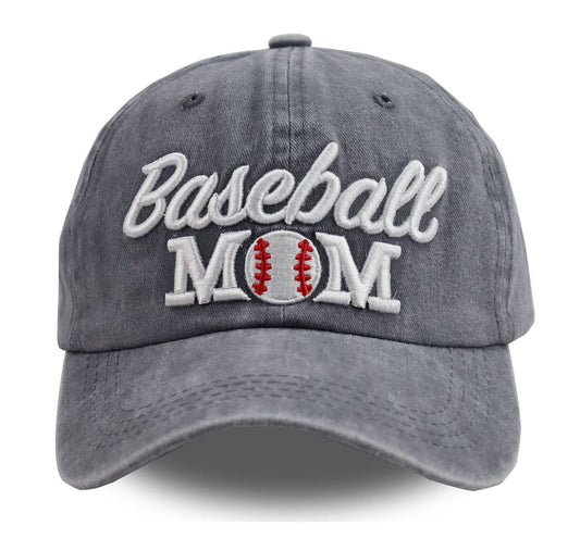 Distressed Baseball Mom Dad Hat for Women, Adjustable Washed Embroidered Baseball Cap for Mama