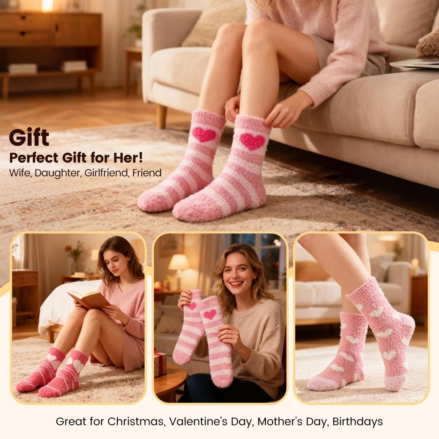 Womens Fluffy Fuzzy Socks,Winter Cozy Soft Warm Socks Gifts for Womens