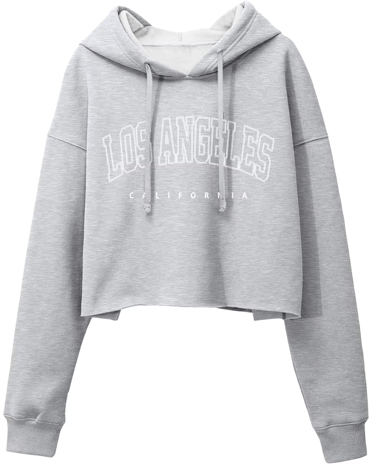 ORANDESIGNE Woman Graphic Print Cropped Hoodie Long Sleeve Fleece Pullover | 60% Cotton,Soft Fleece Fabric,Durable Letter Graphic Print,Drop Shoulder,Loose Fit,Easy Care,Going Out,Fall&Winter Casual