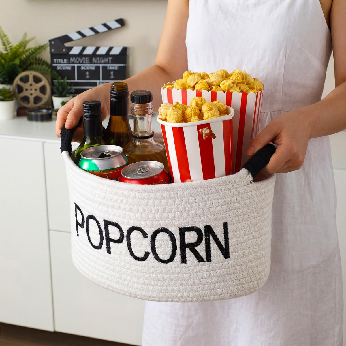 Yungyan Halloween Movie Night Supplies Snack Tray, Orange Gift Basket