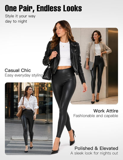 Retro Gong Faux Leather Leggings for Women
