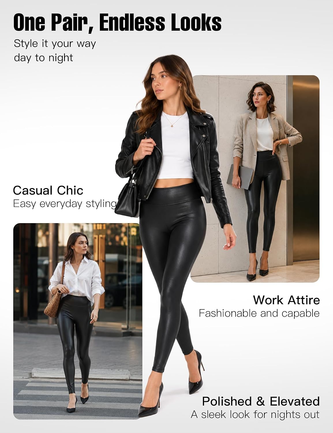 Retro Gong Faux Leather Leggings for Women