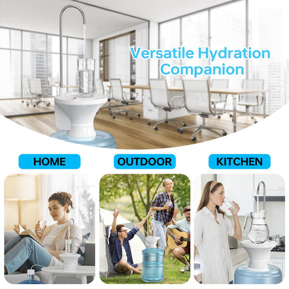 Drinking Water Dispenser Pump, Automatic Electric Drinking Water Bottle Pump for 2-5 Gallon Water Jugs, USB Rechargeable with 2 Switch Control, Stable and Portable for Home, Kitchen, Office, Camping