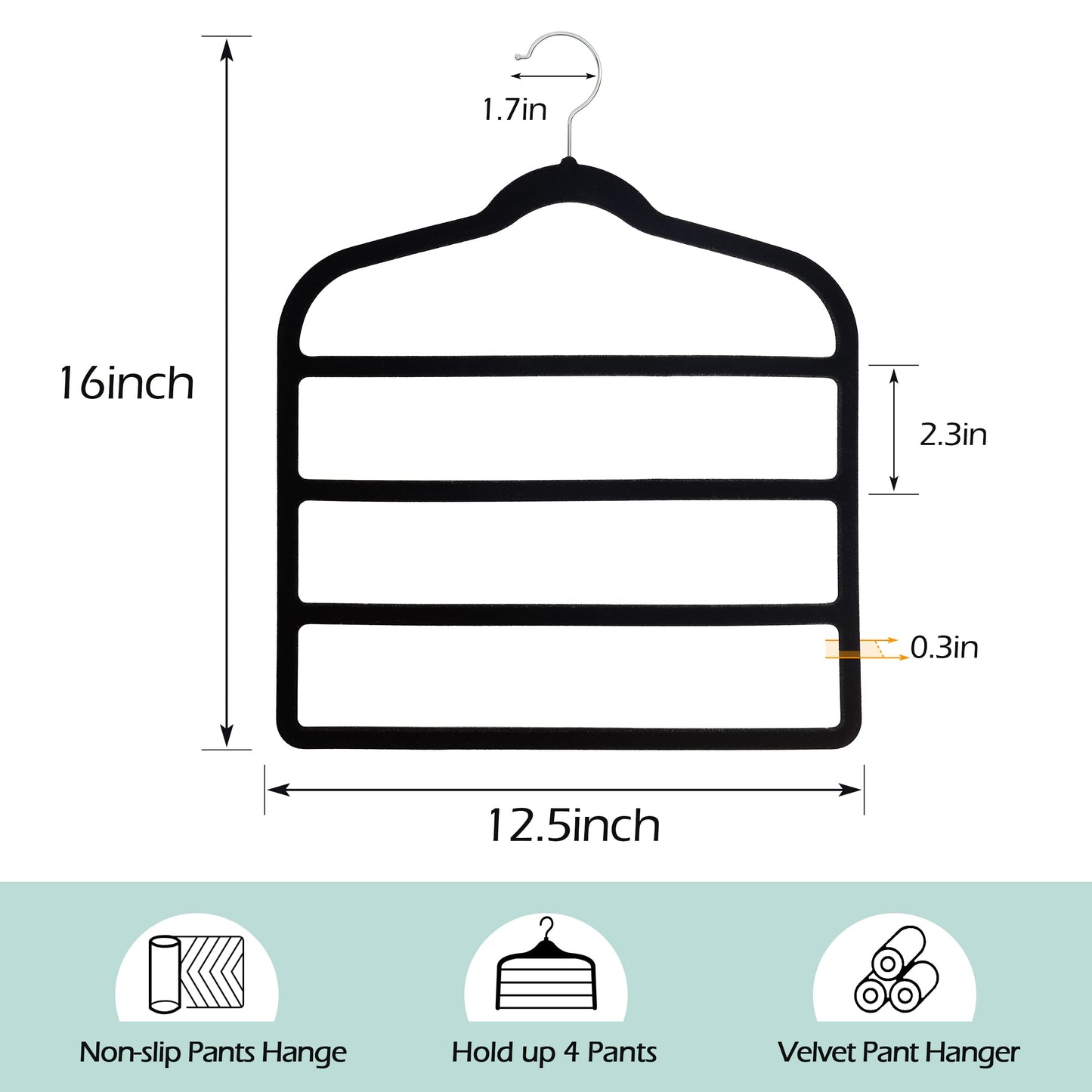 Velvet Pants Clothes Hanger Space Saving Non Slip Pants Shorts Hanger