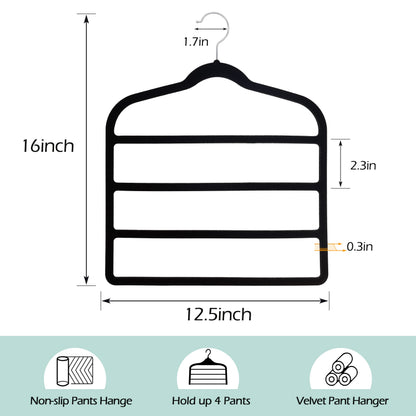 Velvet Pants Clothes Hanger Space Saving Non Slip Pants Shorts Hanger