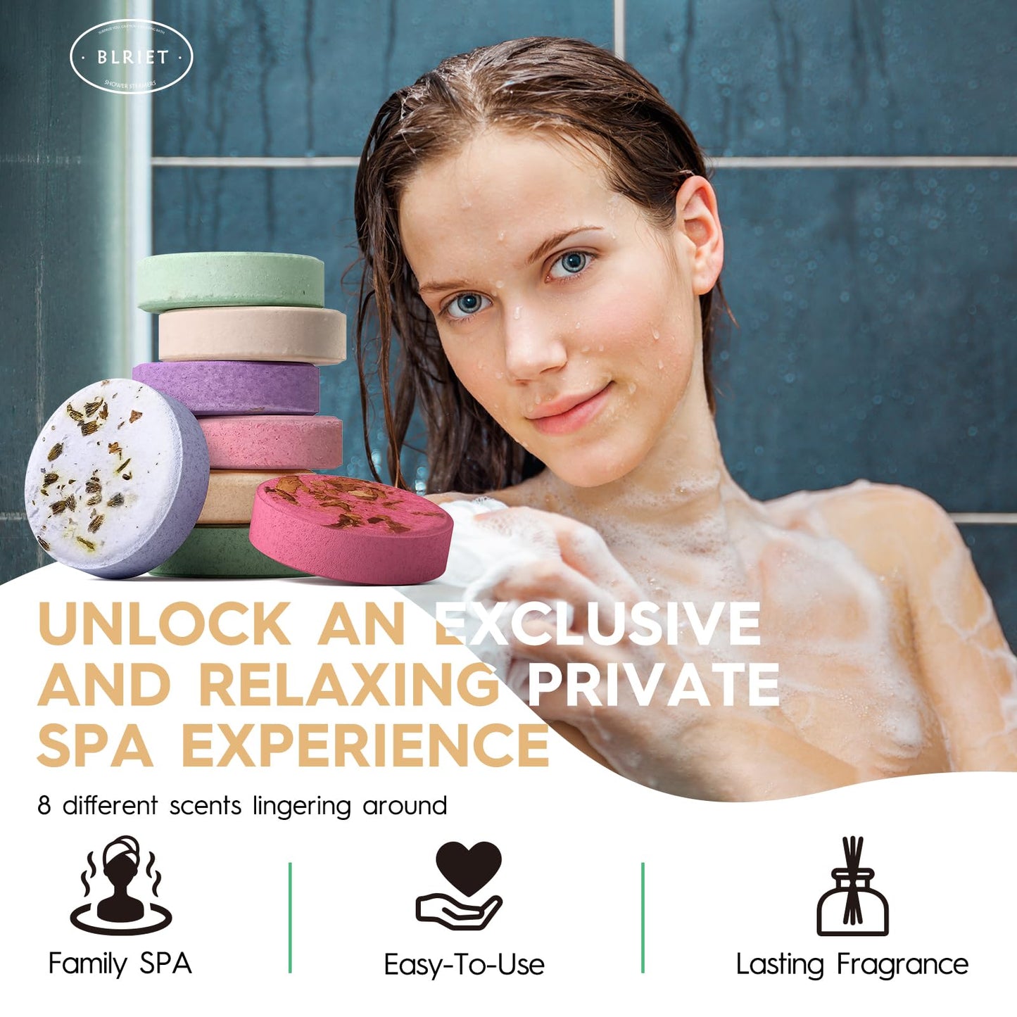 Blriet Shower Steamers Aromatherapy Relief Gifts for Women Teen Girls 8 ct