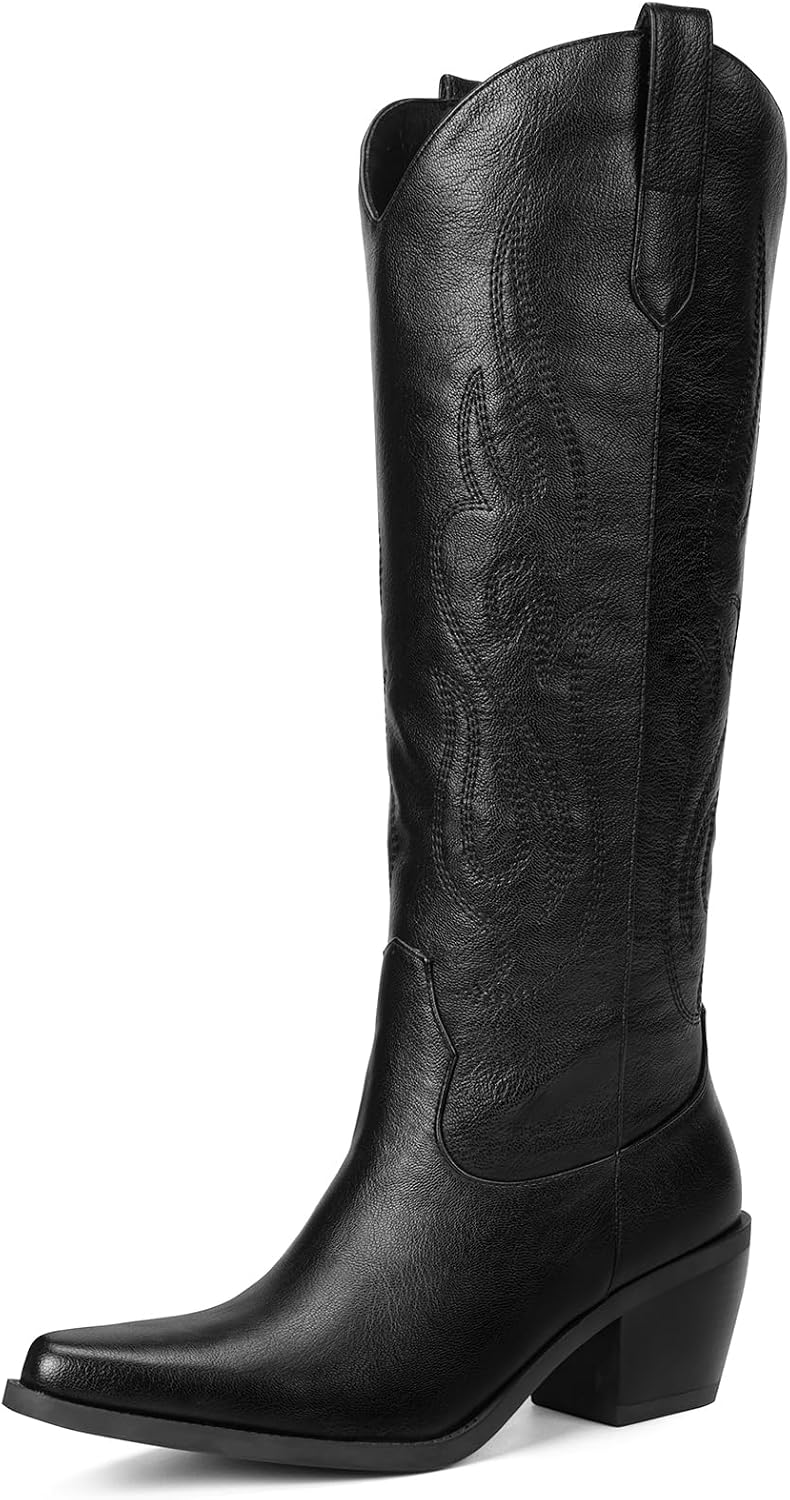 Western Knee High Wide Calf Cowgirl Boots