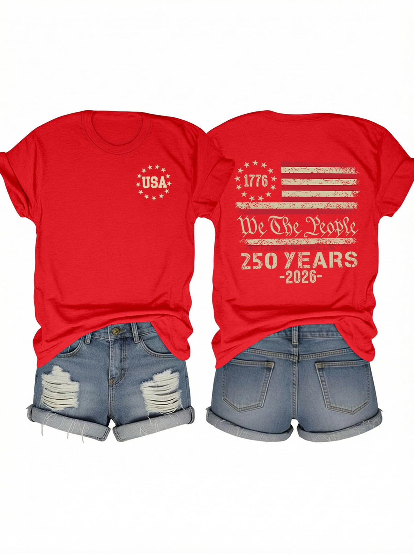 American Flag Shirts for Women 4th of July T-Shirts USA Graphic Tees Casual Blouse Tops