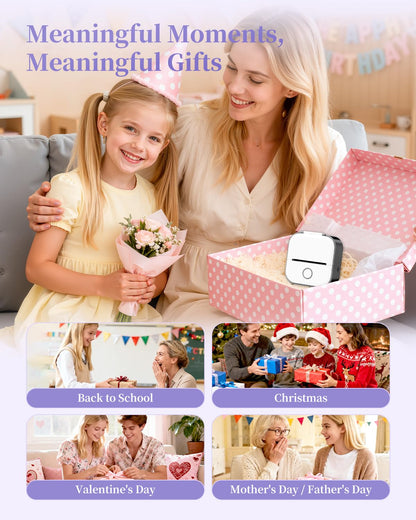 Memoking Mini Printer - Sticker Printer T02 Inkless Sticker Maker Machine