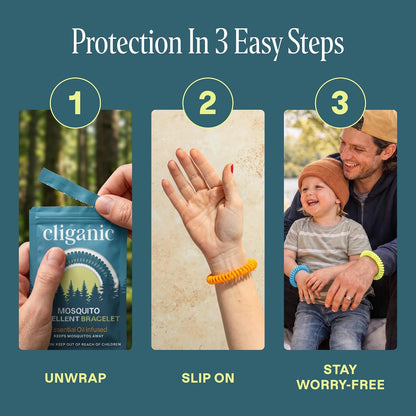 Cliganic Mosquito Repellent Bracelets for Kids & Adults, Natural, 20 Pack