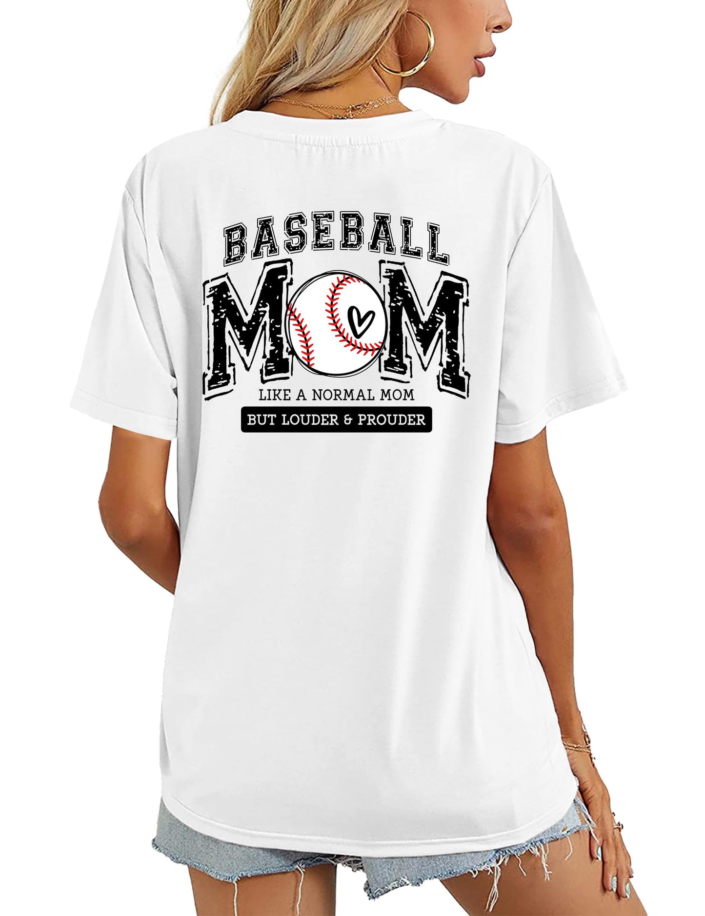 Baseball Mom Shirt for Women: Funny Baseball Tee Shirt Baseball Mama Short Sleeve Casual Tee Tops