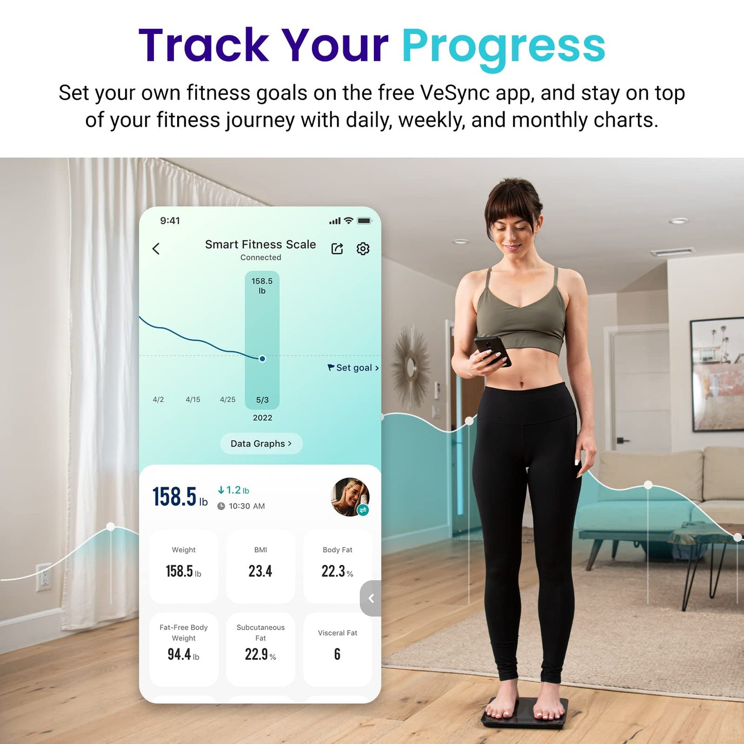 Etekcity Upgraded Smart Scale for Body Weight, FSA&HSA Eligible, Bathroom Digital Scale with BMI, Body Fat, Muscle Mass, 13 Metrics with a Large Display, Support Offline Mode and Apps Connection