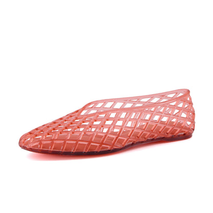 CUSHIONAIRE Siesta Modern Lattice Ballet Flats for Women, Comfortable Slip On Pointed Toe Womens Jelly Shoes