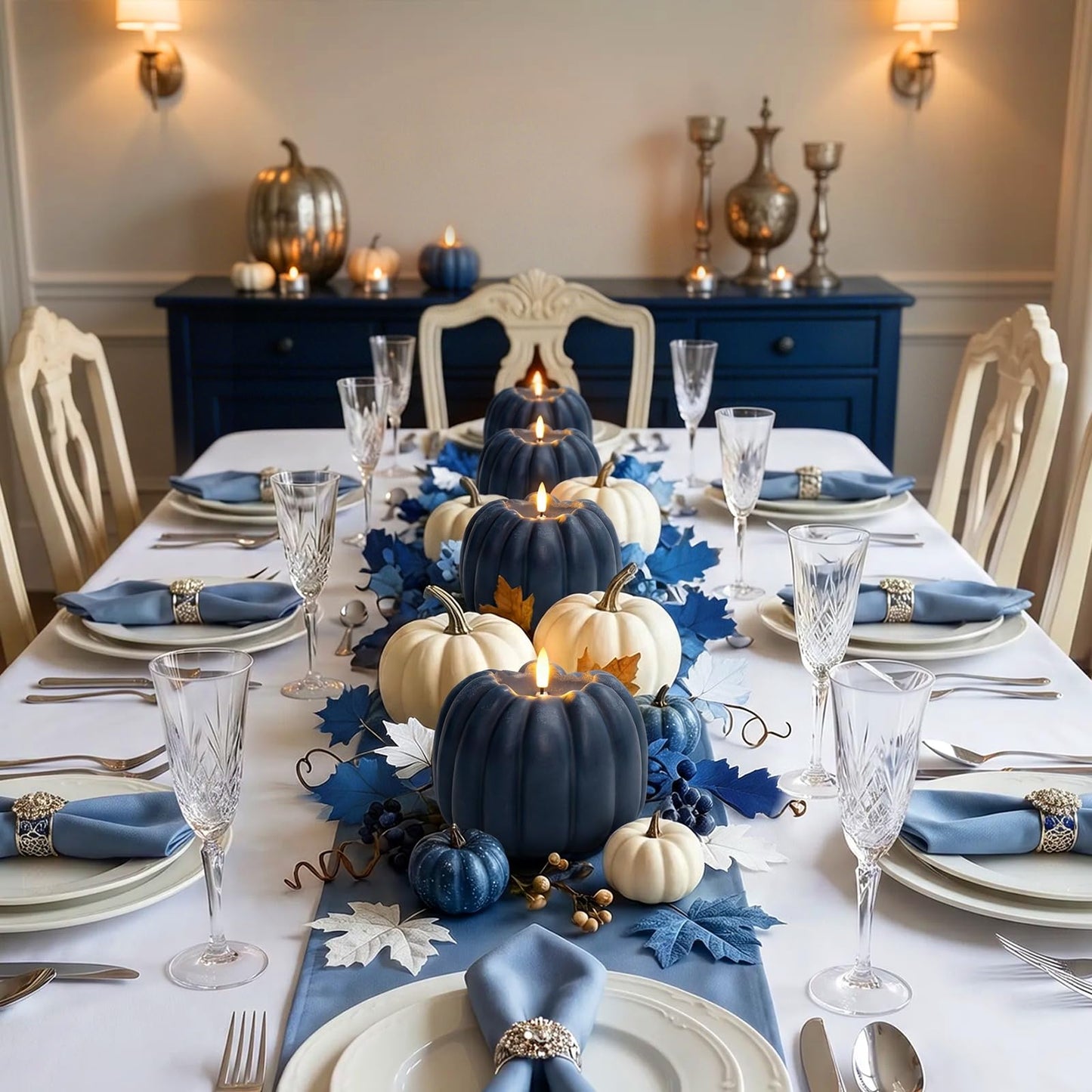 Fall Decor, Fall Decorations for Home - Flameless Pumpkin Candle with Timer Remote - Room Bedroom Table Farmhouse Decor for Halloween, Thanksgiving, Orange+White