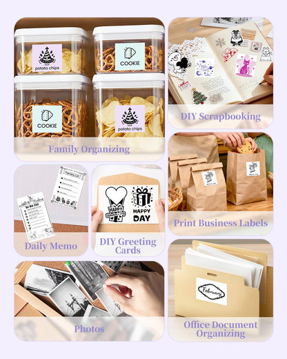 Memoking Mini Printer - Sticker Printer T02 Inkless Sticker Maker Machine