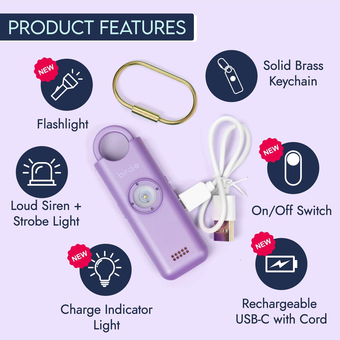 She’s Birdie 3.0 New Version – The Original Personal Safety Alarm for Women by Women–Loud Siren, Flash Light and Rechargeable Battery in a Variety of Colors (Aqua Blue)