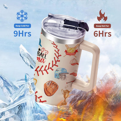 40oz Baseball Mom Tumbler, Christmas Holiday Gifts for Baseball Lovers
