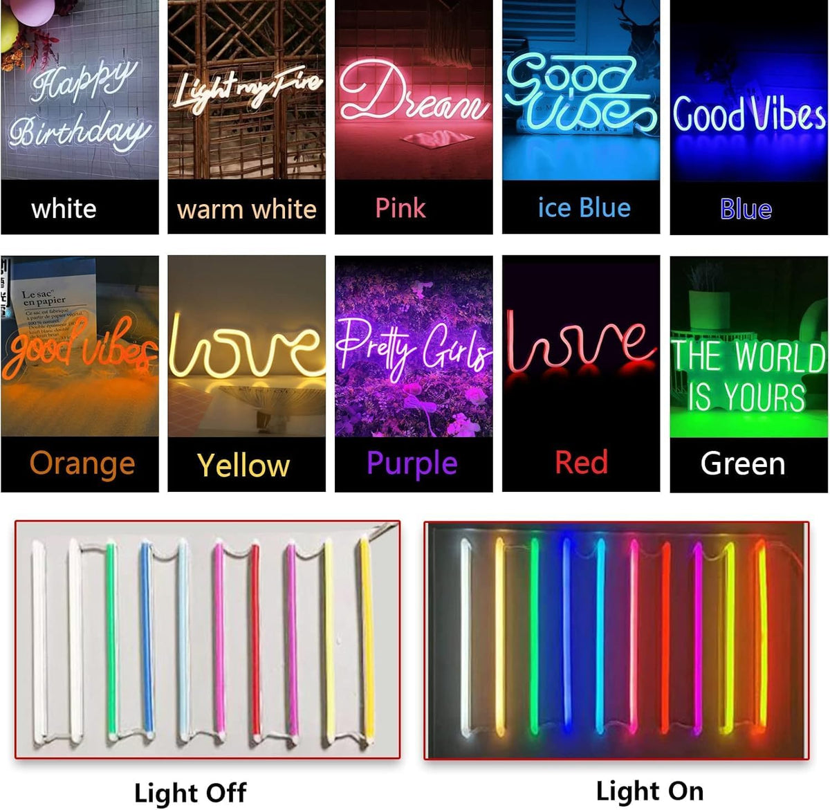 Large Good Vibes Only Neon Signs for Wall Decor -56.57" x 13.5" Pink