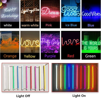 Large Good Vibes Only Neon Signs for Wall Decor -56.57" x 13.5" Pink