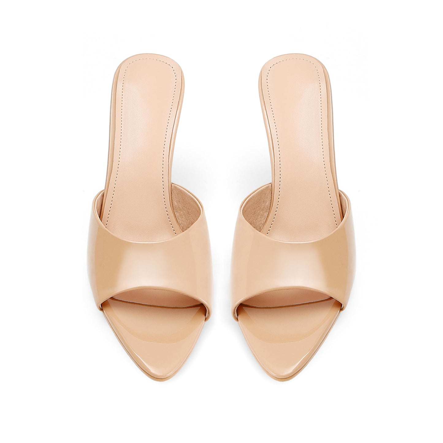 High Heel Mules - Pointed Open Toe Slip On