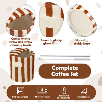 2 Pack Ceramic Mug with Sip Hole,