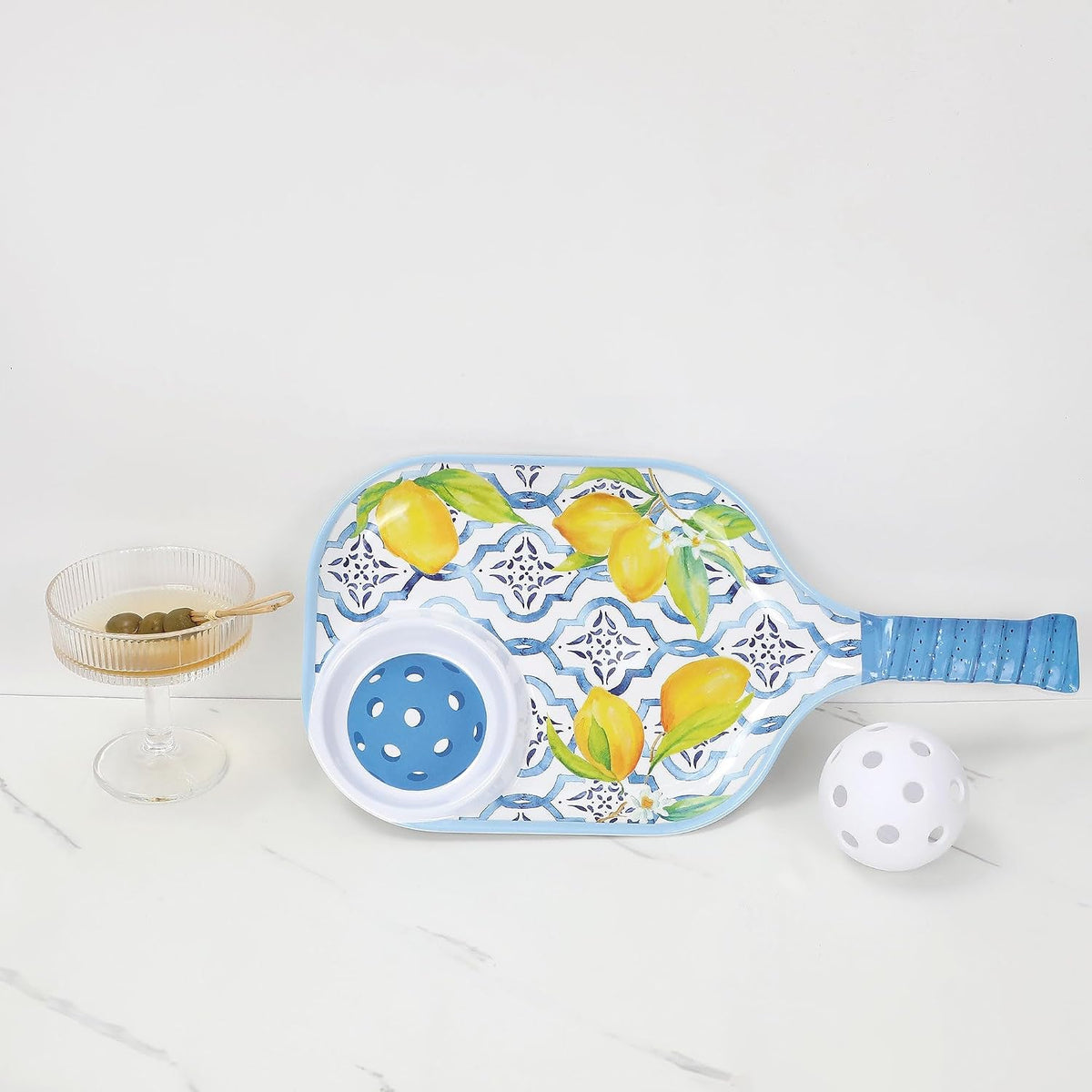 UPware Lovely Lemon Melamine Chip and Dip Snack Tray