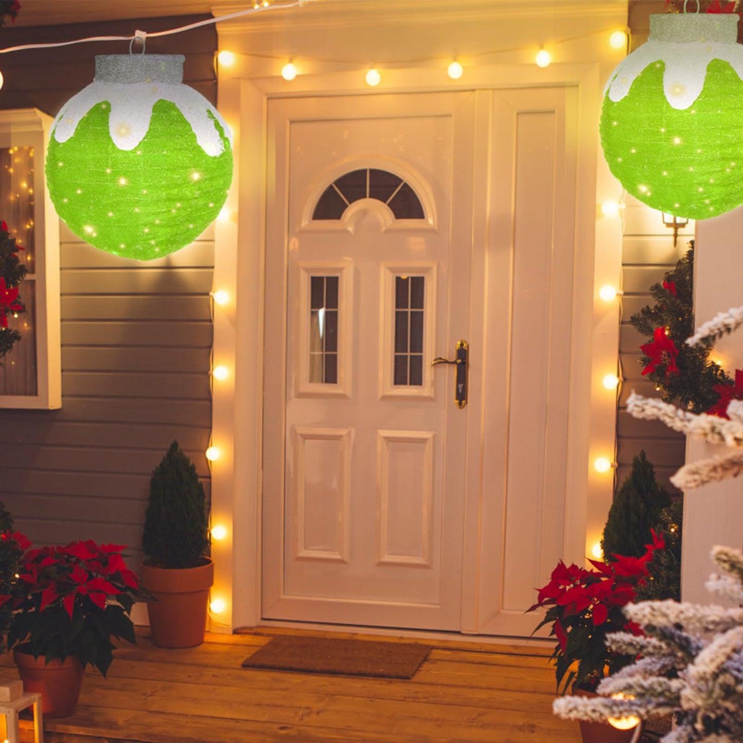 2 Pcs Outdoor Christmas Ornaments, Lighted Pop-Up Holiday Ball Decoration with 160 LED Lights, 8 Light Functions, Lighted Collapsible Christmas Outdoor Decorations for Yard, Patio, Home