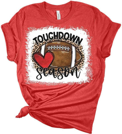 Football Shirts for Women Touchdown Season Tshirt Cute Leopard Bleach Print Fall Graphic Tees