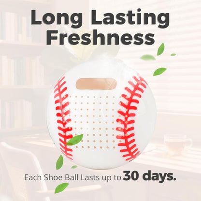 Knixmax Shoe Deodorizer Balls Odor Eliminator for Sneakers 6 Pack Baseball