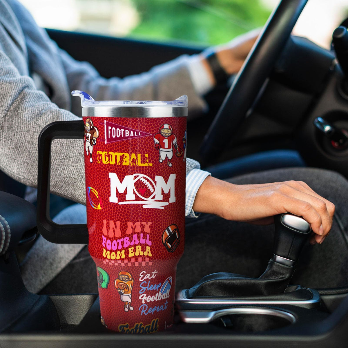 Baseball Mom 40 oz Tumbler with Handle and Straw Lid Leak Proof