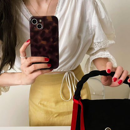 Aesthetic Tortoise Shell Phone Case for iPhone 17 Pro 6.3in,Retro Cool Girl Leopard Print Brown Amber Trendy Full Camera Protective Cover for iPhone 17pro 6.3"
