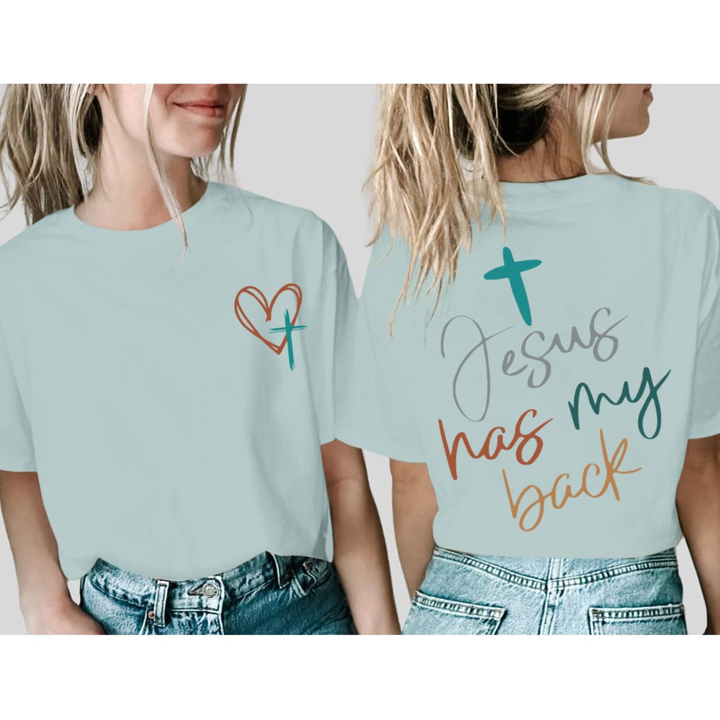 Tuislay Christian Shirts for Women Jesus Has My Back