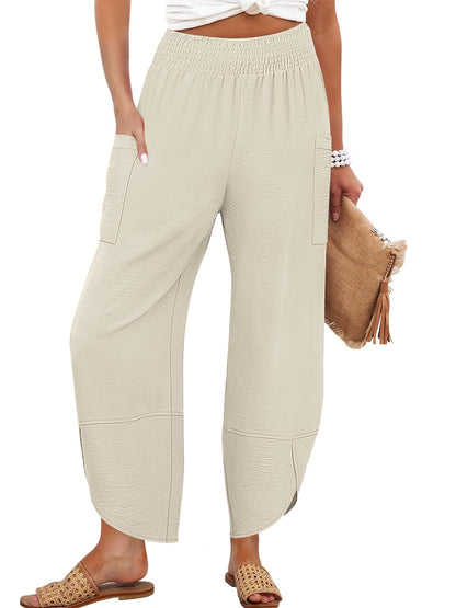 ANRABESS Womens Wide Leg Palazzo Capri Pants 2026 Summer Casual High Waisted Barrel Lounge Flowy Cropped Beach Work Trousers