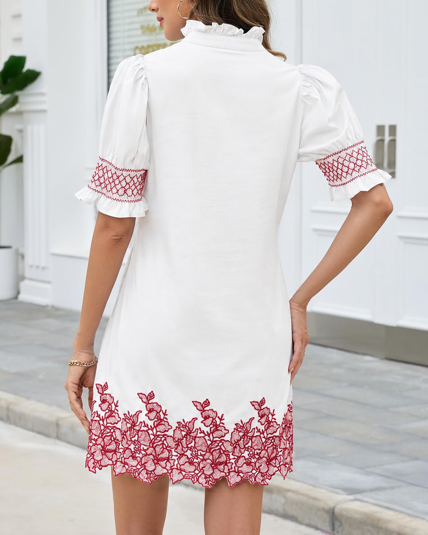 YEXPINE Women's Summer Embroidered Mini Dress