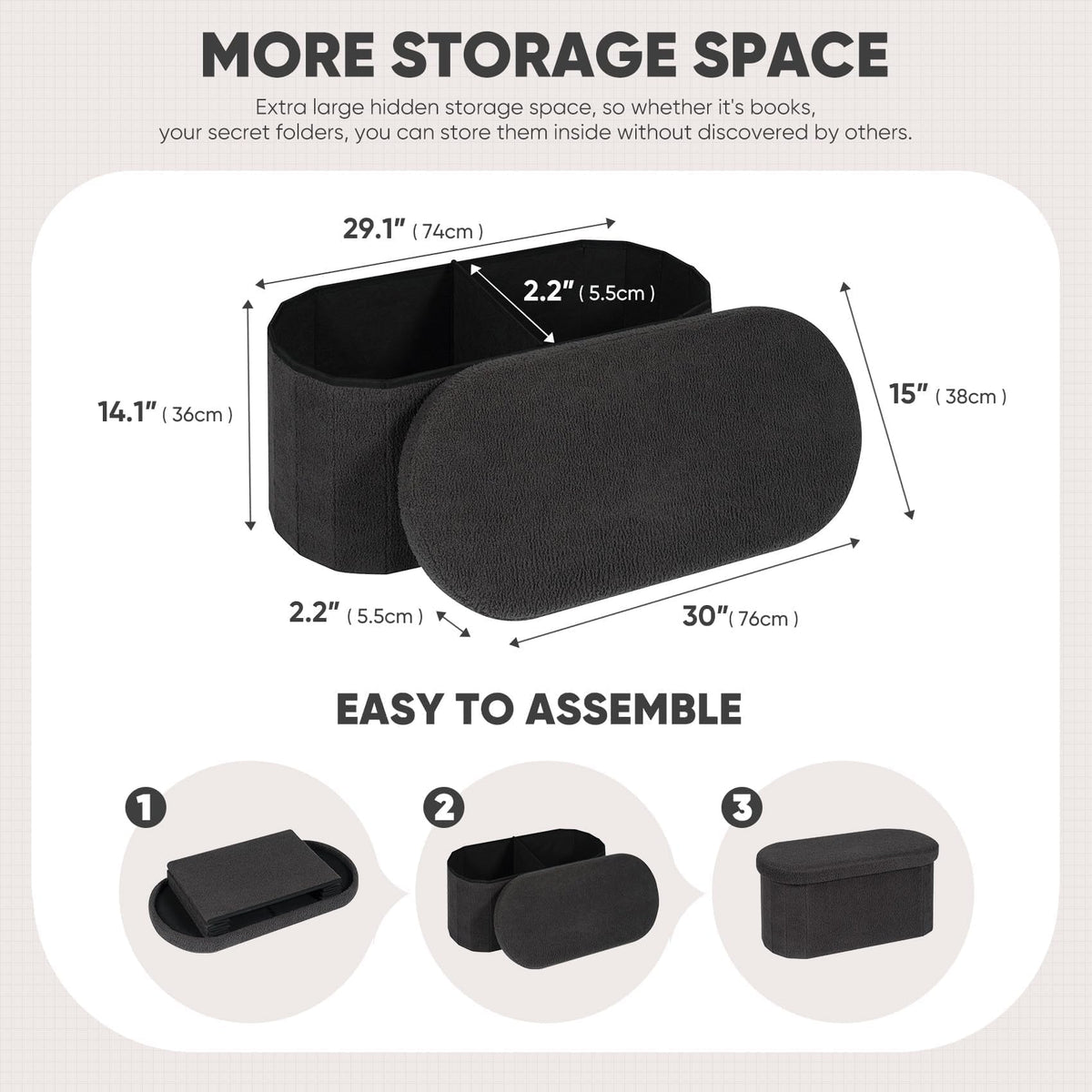 B FSOBEIIALEO Ottoman with Storage