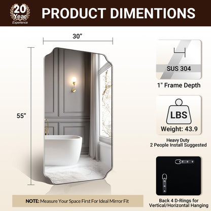 ANDY STAR Unique Rectangle Wall Mirror, 24"x32" Black Mirror, Modern Mirror with Aesthetic Scalloped Edge Design Ideal for Bathroom, Bedroom or Entryway, Thin Frame Deep 1’’