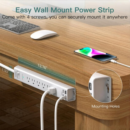 Addtam Power Strip Surge Protector - 15ft Long Extension Cord