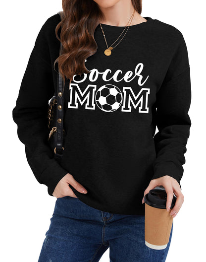 Womens Soccer Mom Sweatshirt Soccer Graphic Shirts Football Outfits