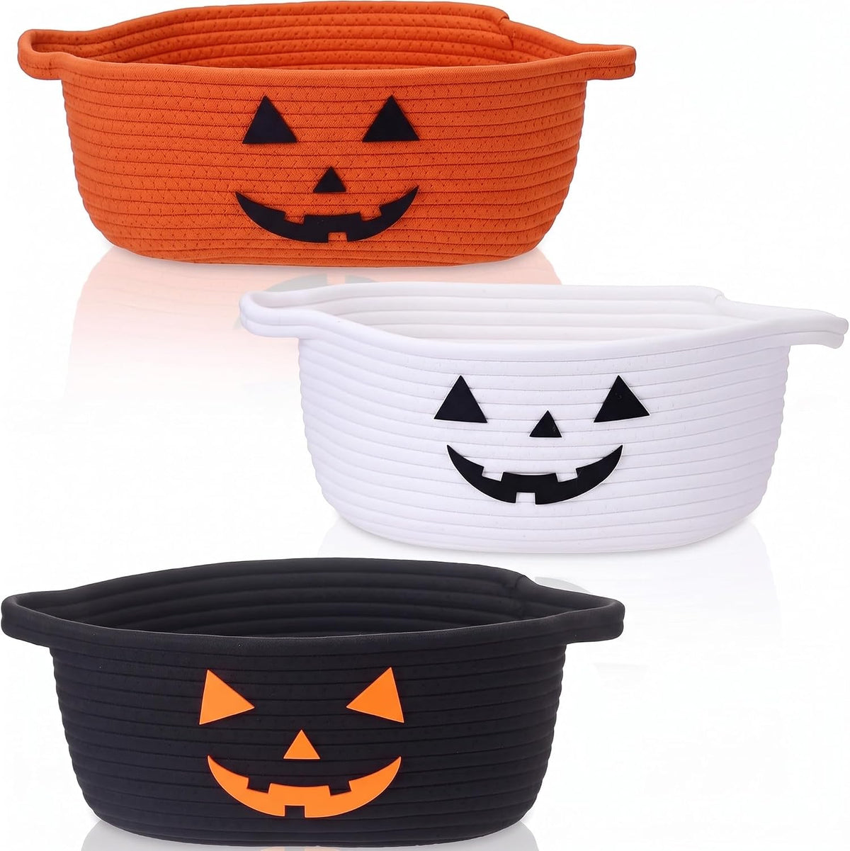 Newtay 3 Pcs Halloween Spooky Woven Baskets Set Empty Gift Baskets