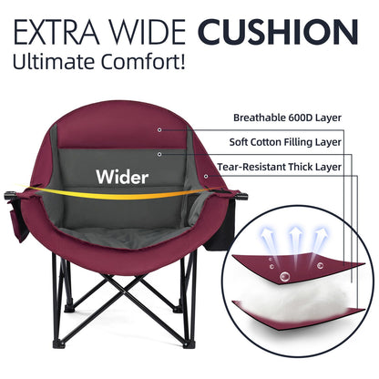 Oversized Camping Chairs for Adults - Heavy Duty Padded Outdoor Camp Chair