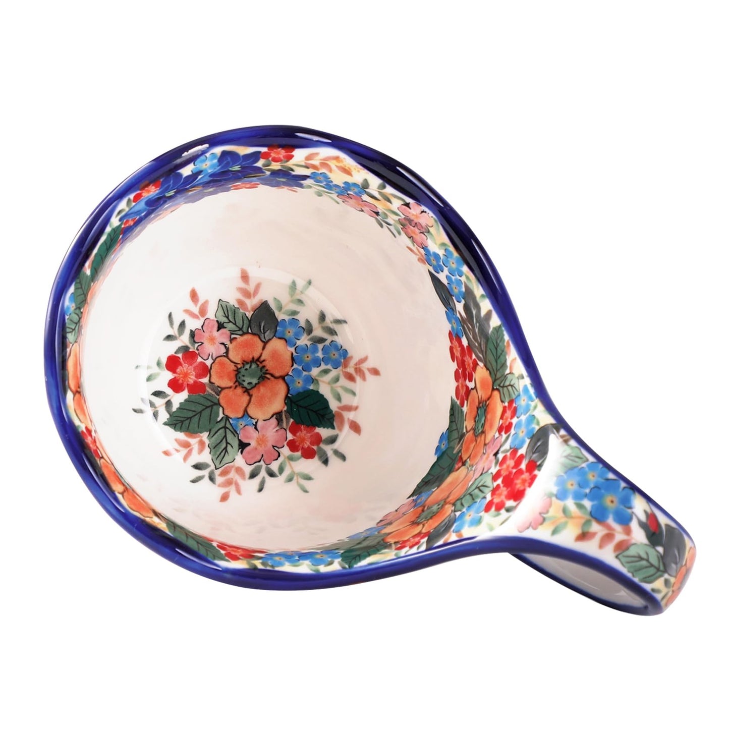 ALMA Handpainted Microwavable Soup Bowl with Loop Handle 18.6oz, Cereal Bowl With Handle Great for Berry, Fruits, Chili, Stew, Ice cream,Floral Soup Mug for Women