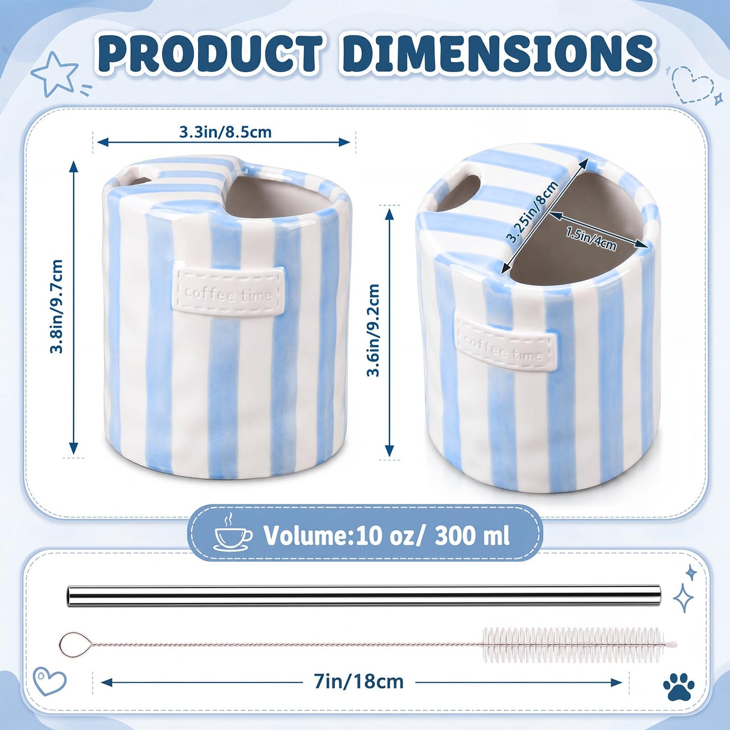 2 Pack Ceramic Mug with Sip Hole,