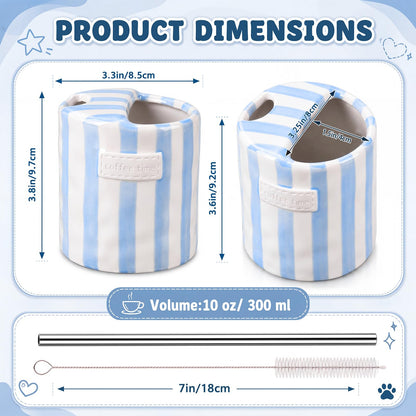 2 Pack Ceramic Mug with Sip Hole,