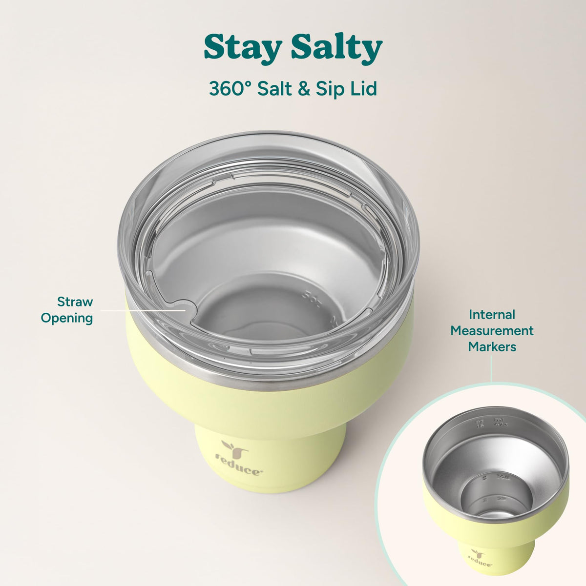 REDUCE Saltini 16oz Margarita Tumbler - Insulated Cocktail Glass - 4 Pack