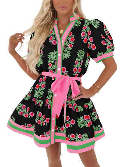Wenrine Womens Summer Floral Mini Dress