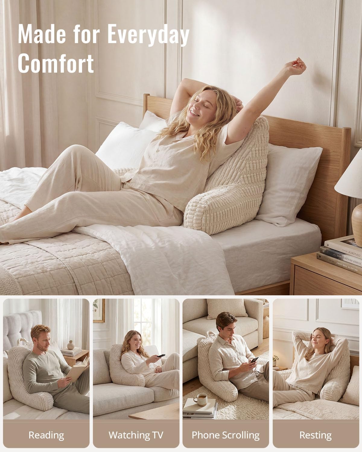 Blissful Diary Reading Pillow, Backrest Pillow with Shredded Memory Foam