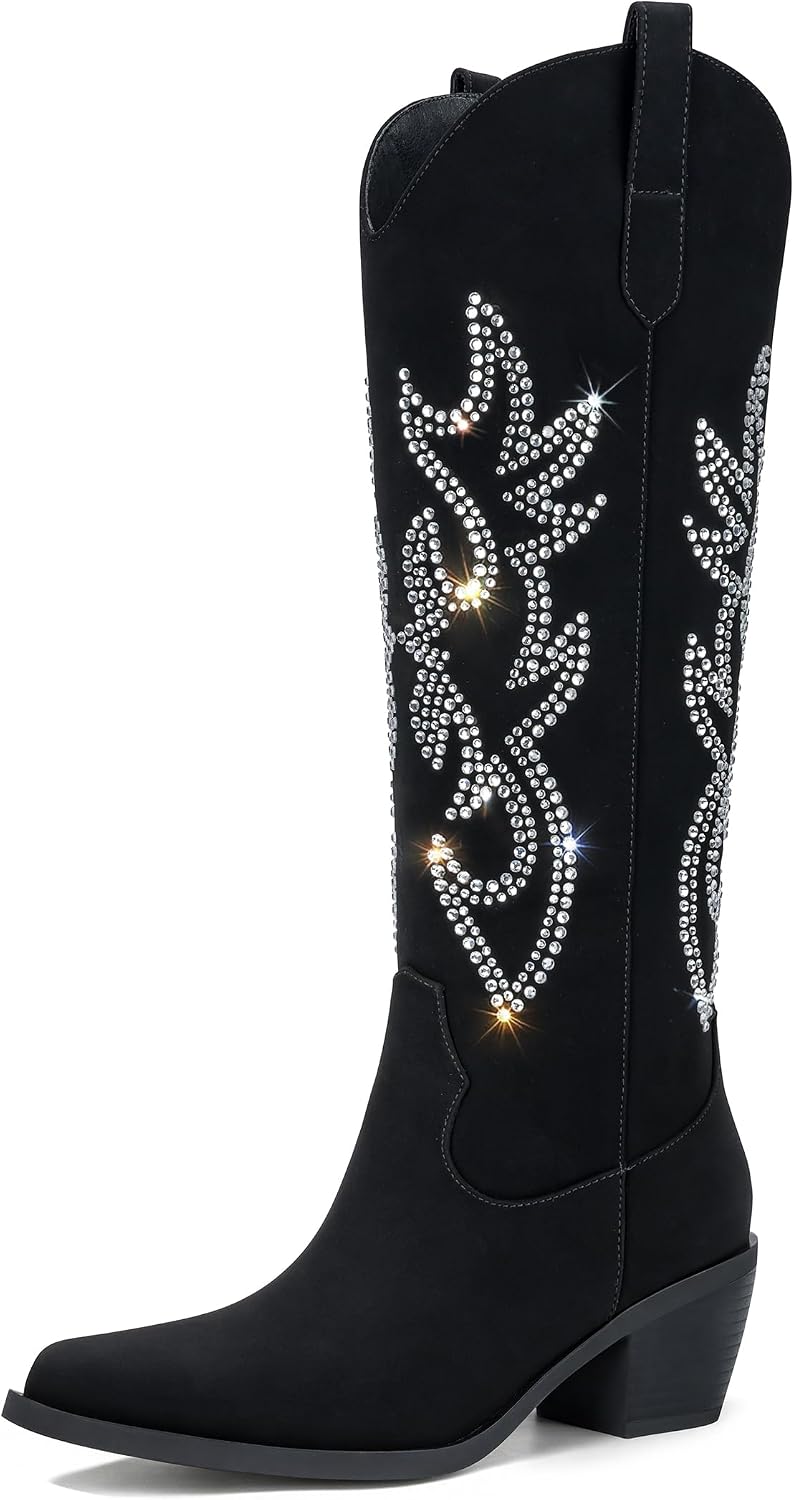 Western Knee High Wide Calf Cowgirl Boots