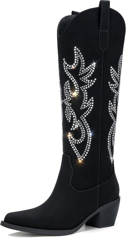 Western Knee High Wide Calf Cowgirl Boots