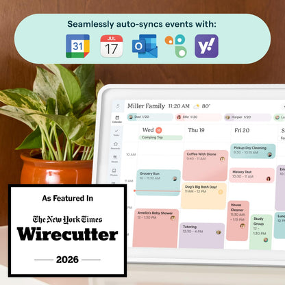 Skylight Calendar: 15-inch Wall Planner Digital Calendar & Chore Chart, Smart Touchscreen Interactive Display for Family Schedules – Wall Mount Included, Great for Organizing Your 2026 Calendar